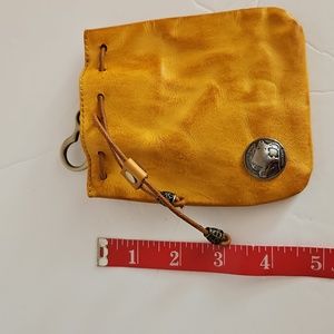 Leather Buffalo Nickel Amulet Bag Keychain Change Purse Souvenir NWOT